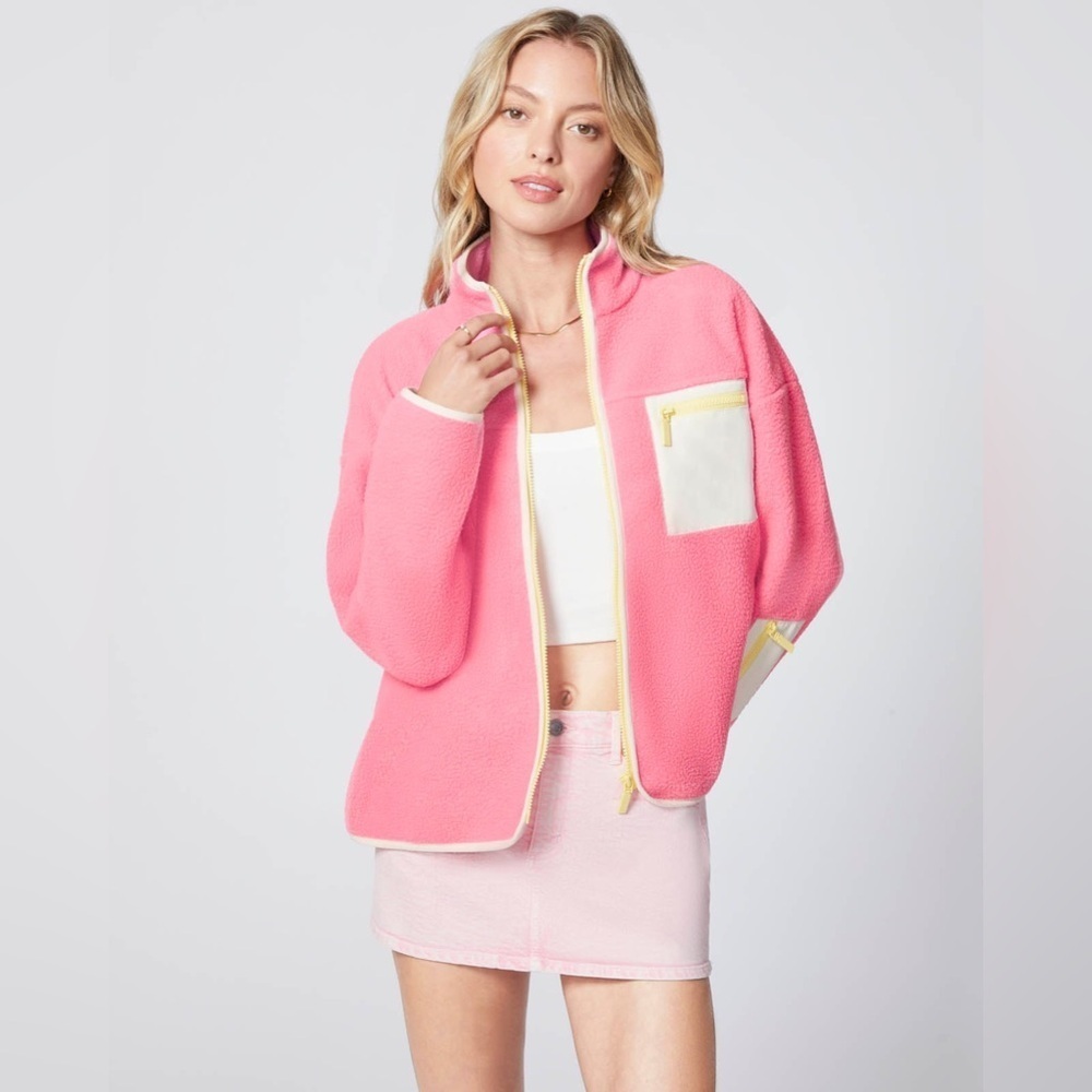 Florence by Mills Pink Fleece Jacket with Cream Accents cloud